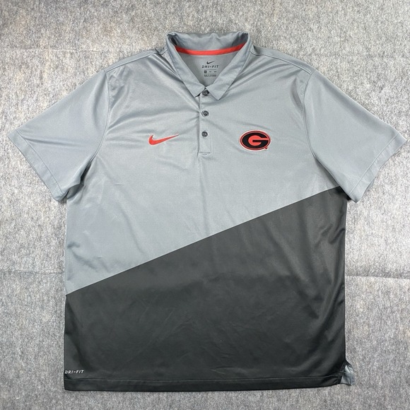 Nike UGA Golf Polo Shirt Men's XXL 2XL Dri Fit University of Georgia Dawgs Gray - Picture 1 of 15